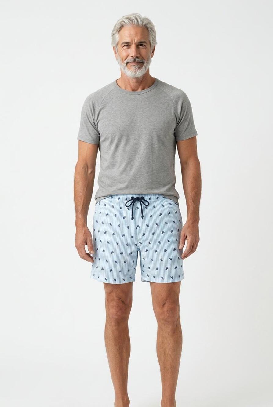 Men's Tropical Turtle Swim Beachy Coastal Shorts Quick Dry UPF Protection XL